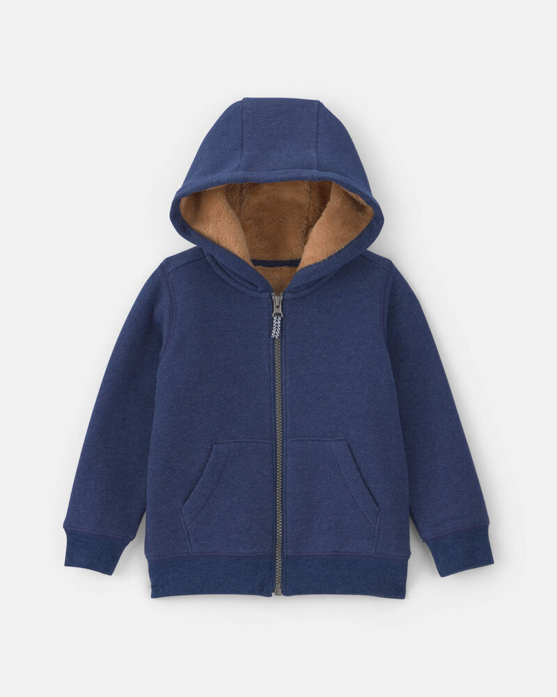 Toddler Boy Fleece Zip-Up Jacket - Navy Blue, image 1 of 4 slides