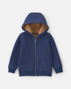 Toddler Boy Fleece Zip-Up Jacket - Navy Blue, image 1 of 4 slides