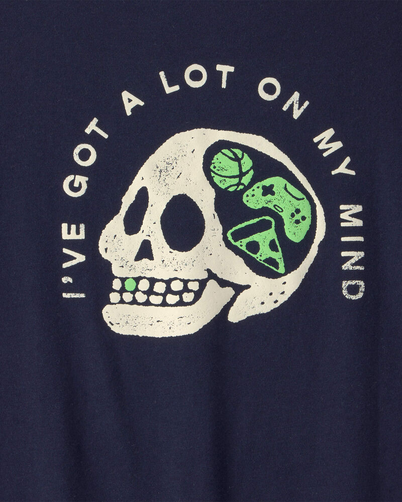 Boys Skull Graphic Tee - Navy Blue, image 4 of 5 slides