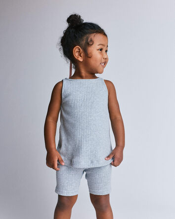 Toddler Girl Ribbed Playtime Tank - Heather Grey, 