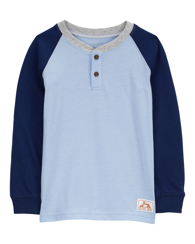 Baby Raglan-Sleeve Henley Tee, image 1 of 3 slides