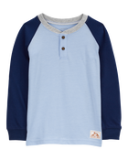 Baby Raglan-Sleeve Henley Tee, image 1 of 3 slides