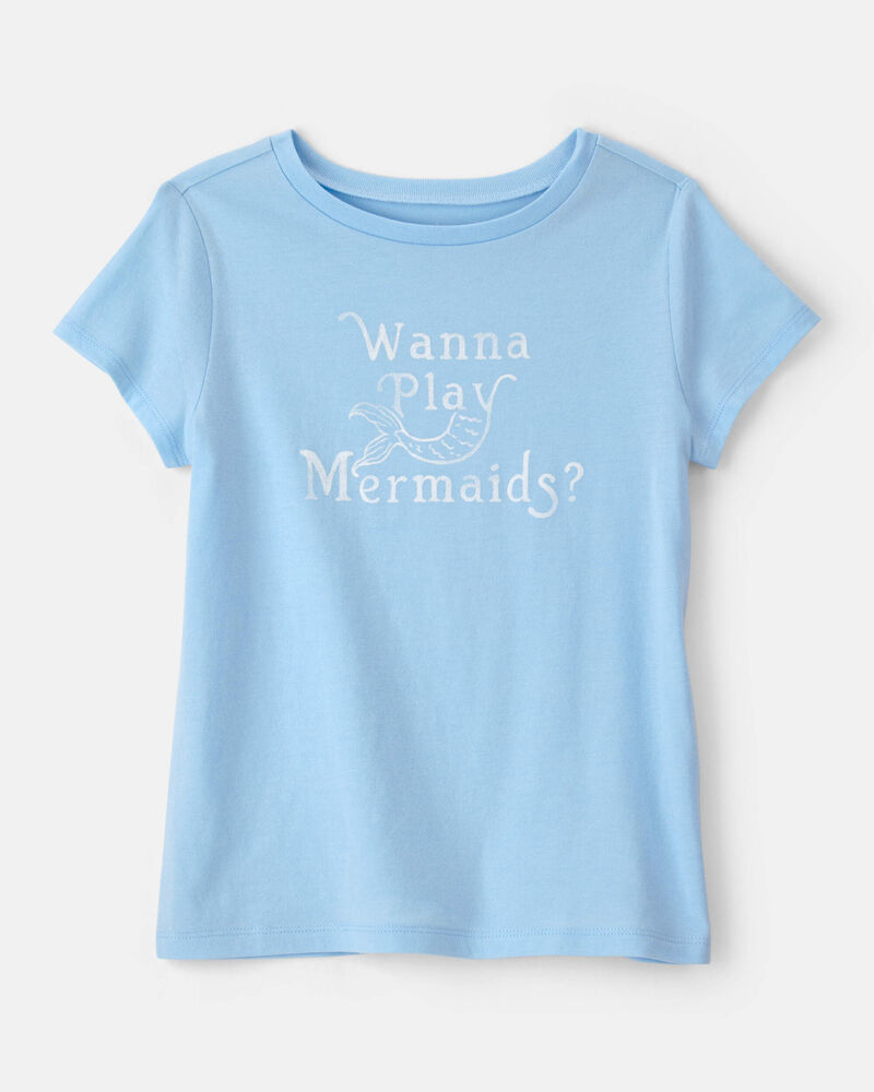 Girls Mermaid Graphic Tee - Blue, image 1 of 3 slides