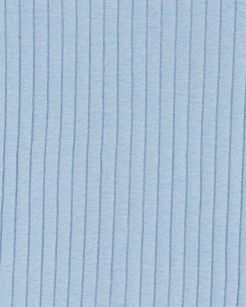 Kid Solid Ribbed Cotton Blend 2-Piece Pyjamas - Blue, image 2 of 3 slides