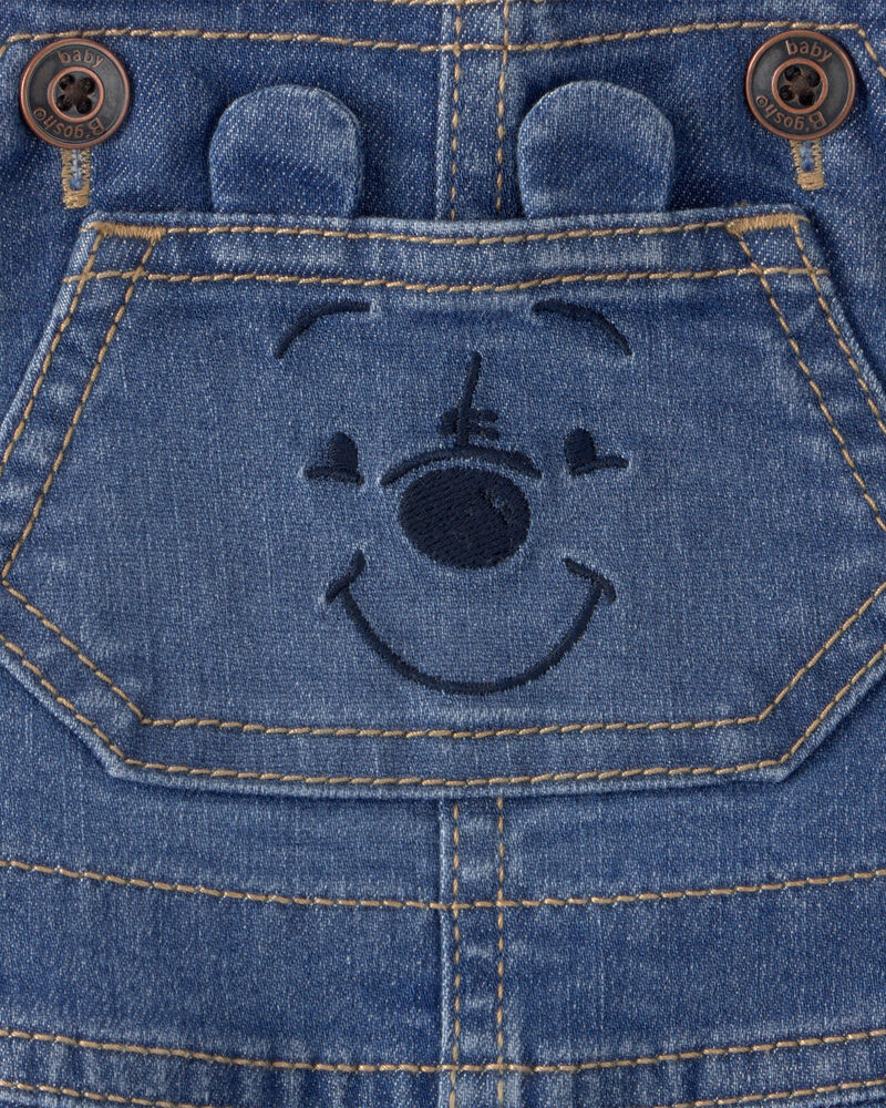 Baby Disney&copy; Winnie the Pooh Embroidered Stretch Denim Bubble Romper - Medium Wash, image 4 of 7 slides