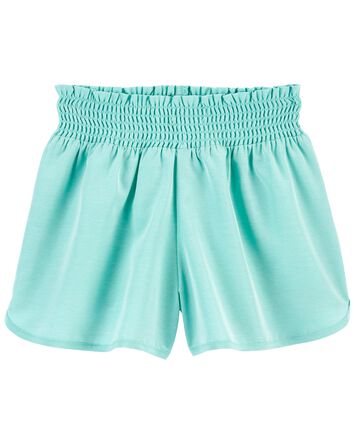 Smocked Shorts in Moisture Wicking Active Fabric, 