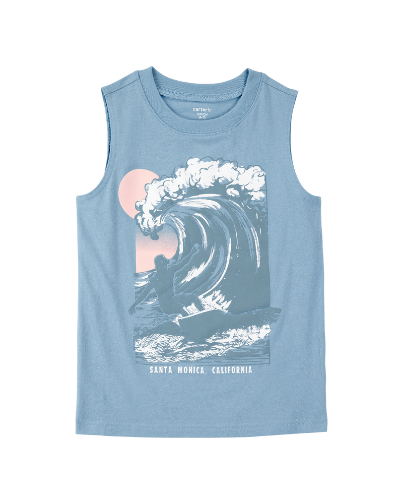 Kid Wave Graphic Surf Tank - Blue, image 1 of 3 slides