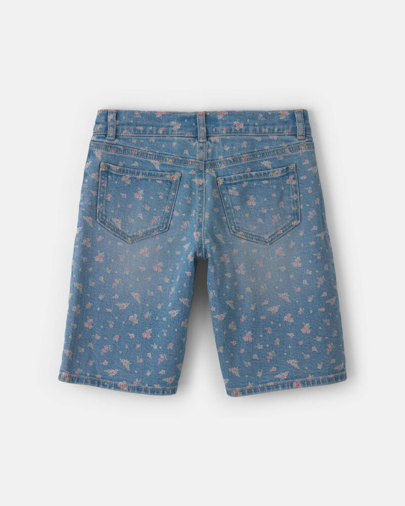 Girls Floral Denim Shorts - Light Wash, image 2 of 4 slides