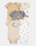 Baby Boy 5-Pack Construction Short-Sleeve Cotton Bodysuits, image 1 of 9 slides