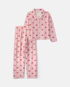 Adult 2-Piece Bows Loose Fit Pyjama Set - Pink, image 1 of 3 slides