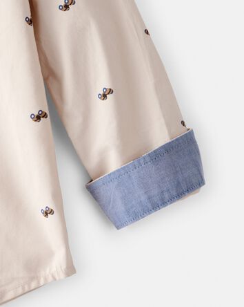 Tout-petit gar&ccedil;on - Chemise boutonn&eacute;e &agrave; manches longues, voiture de course - Kaki, 