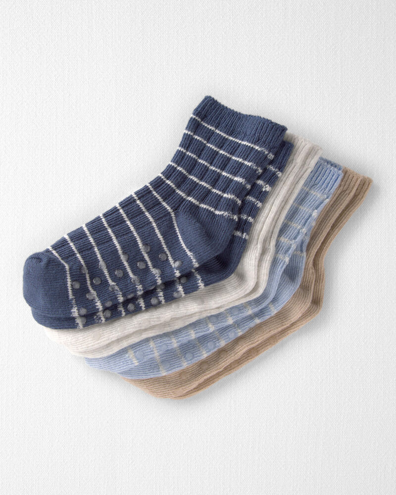 Toddler 4-Pack Ankle Socks in Stripes Made with Organic Cotton, image 2 of 3 slides