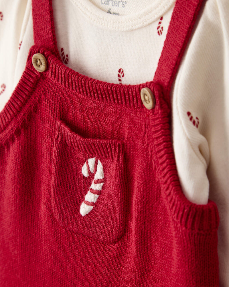 Baby Girl 2-Piece Candy Cane Print Long-Sleeve Top & Dress Set - Red, image 4 of 8 slides