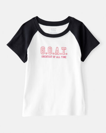 Filles - T-shirt à manches courtes à imprimé G.O.A.T - Crème, 