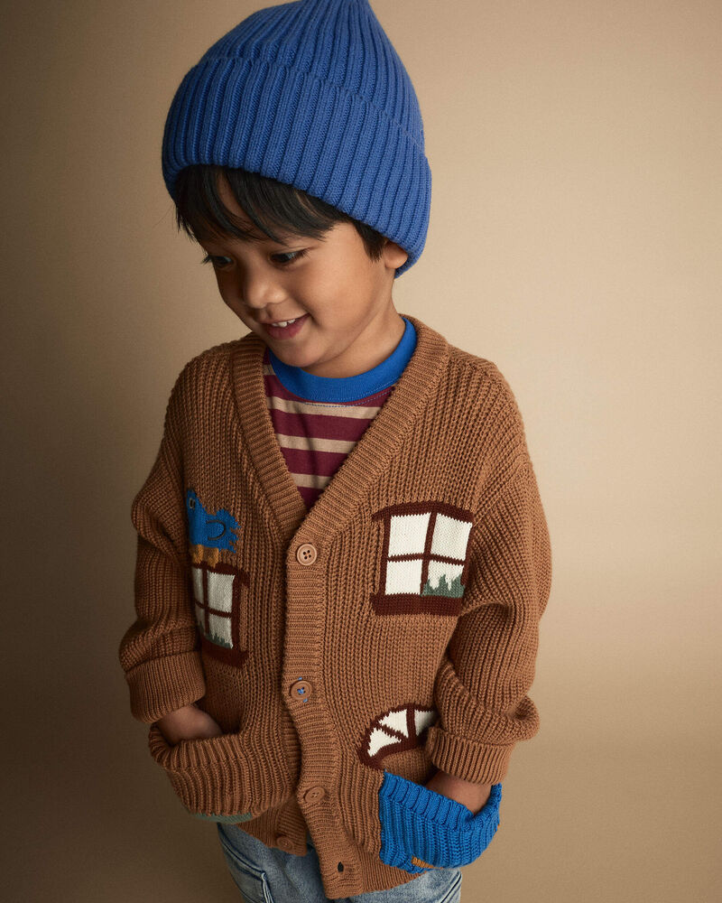 Tout-petit - Cardigan &agrave; poches Avenue et imprim&eacute; maison - Brun, image 5 sur 6 diapositives