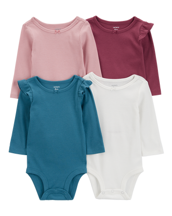 Baby 4-Pack Long-Sleeve Bodysuits, 