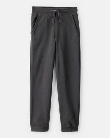Boys Solid Fleece Drawstring Joggers - Black, 