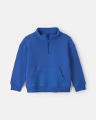 Toddler Boy Fleece Quarter-Zip Pullover Sweatshirt - Blue, image 1 of 3 slides