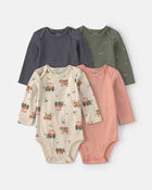 Baby Boy 4-Pack Farm Long-Sleeve Bodysuits, image 1 of 6 slides