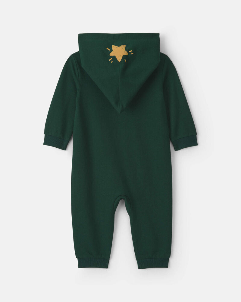 Baby Christmas Tree French Terry Long-Sleeve Jumpsuit - Green, image 3 of 4 slides
