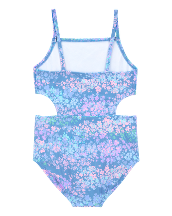 Kid 1-Piece Floral Cut-Out Swimsuit, 