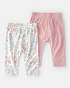 B&eacute;b&eacute; fille - Emballage 2 pantalons PurelySoft, jardin de papillons - Rose, image 1 sur 5 diapositives