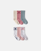 Toddler Girl 6-Pack Heart Varsity Stripe Crew Socks, image 1 of 2 slides