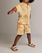Toddler Boy French Terry Cargo Shorts in Sunny Life Print - Yellow, image 4 of 6 slides