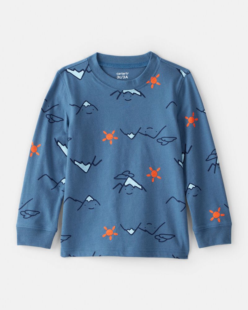 Toddler Boy Mountain Long-Sleeve Graphic Tee - Blue, image 1 of 3 slides