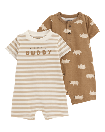 Baby 2-Pack Cotton Rompers, 