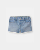 Toddler Girl Eyelet Trim Denim Shorts - Light Wash, image 1 of 4 slides