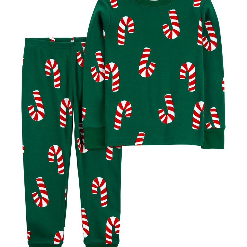 Green Toddler 2 Piece Christmas Candy Cane 100 Snug Fit Cotton Pyjamas Carter s Oshkosh Canada