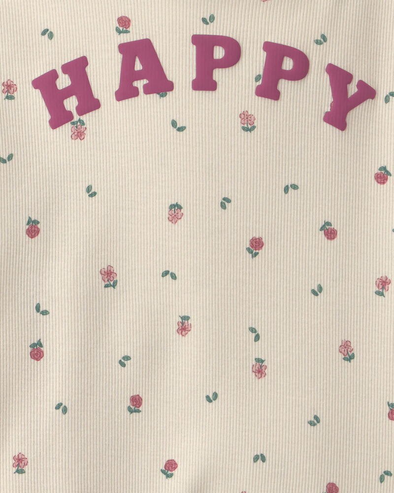 Baby Girl 2-Piece 'Happy' Twill Long-Sleeve Top & Pant Set - Pink/Cream, image 5 of 7 slides
