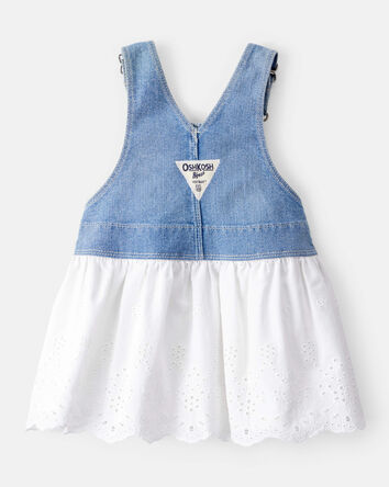 B&eacute;b&eacute; fille - Robe chasuble en denim ajour&eacute;, 