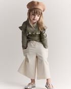 Toddler Girl Wide Leg Pocket Pant - Cream, image 2 of 7 slides