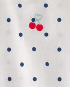 B&eacute;b&eacute; fille - Ensemble 2 pi&egrave;ces cache-couche &agrave; manches courtes et short, pois et cerises - Blanc/Bleu, image 3 sur 4 diapositives