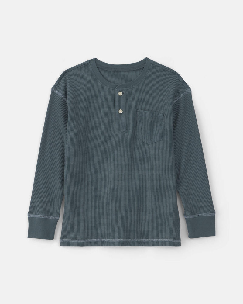 Boys Thermal Long-Sleeve Henley T-shirt - Teal, image 1 of 3 slides
