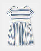 Tout-petit fille - Robe &agrave; manches courtes &agrave; rayures - Bleu/Ivoire, image 2 sur 3 diapositives