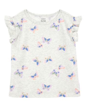 Toddler Butterfly Print Short-Sleeve Fashion Top, 
