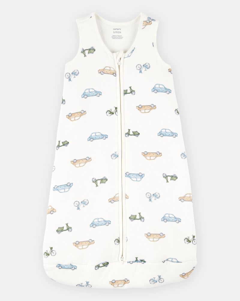 Baby Boy 2-Way Zip Cars PurelySoft Wearable Blanket - Ivory, image 1 of 5 slides