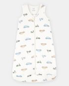 Baby Boy 2-Way Zip Cars PurelySoft Wearable Blanket - Ivory, image 1 of 5 slides