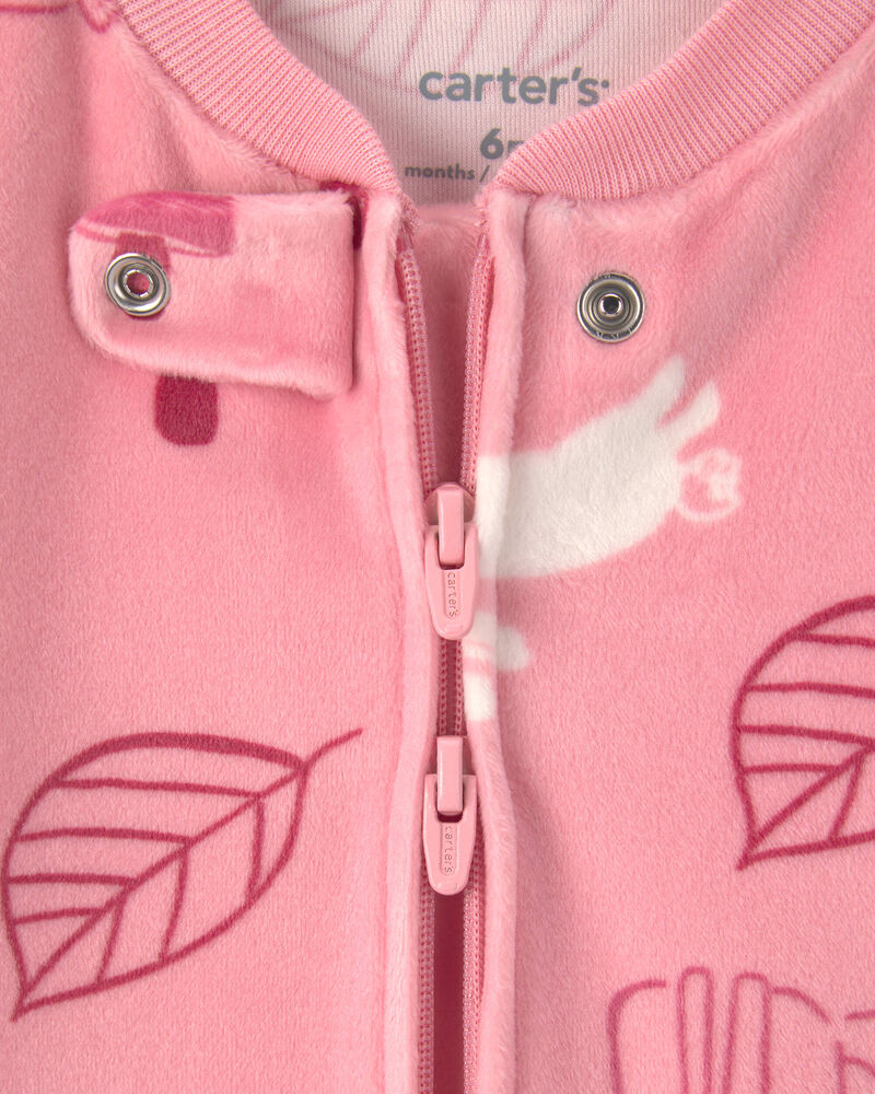B&eacute;b&eacute; fille - Grenouill&egrave;re en DreamPlush &agrave; fermeture &agrave; glissi&egrave;re double sens &agrave; motif automne &ndash; Rose, image 3 sur 4 diapositives