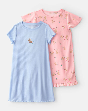 Filles - Emballage 2 robes de nuit amples, lapin de P&acirc;ques - Rose/Bleu, 