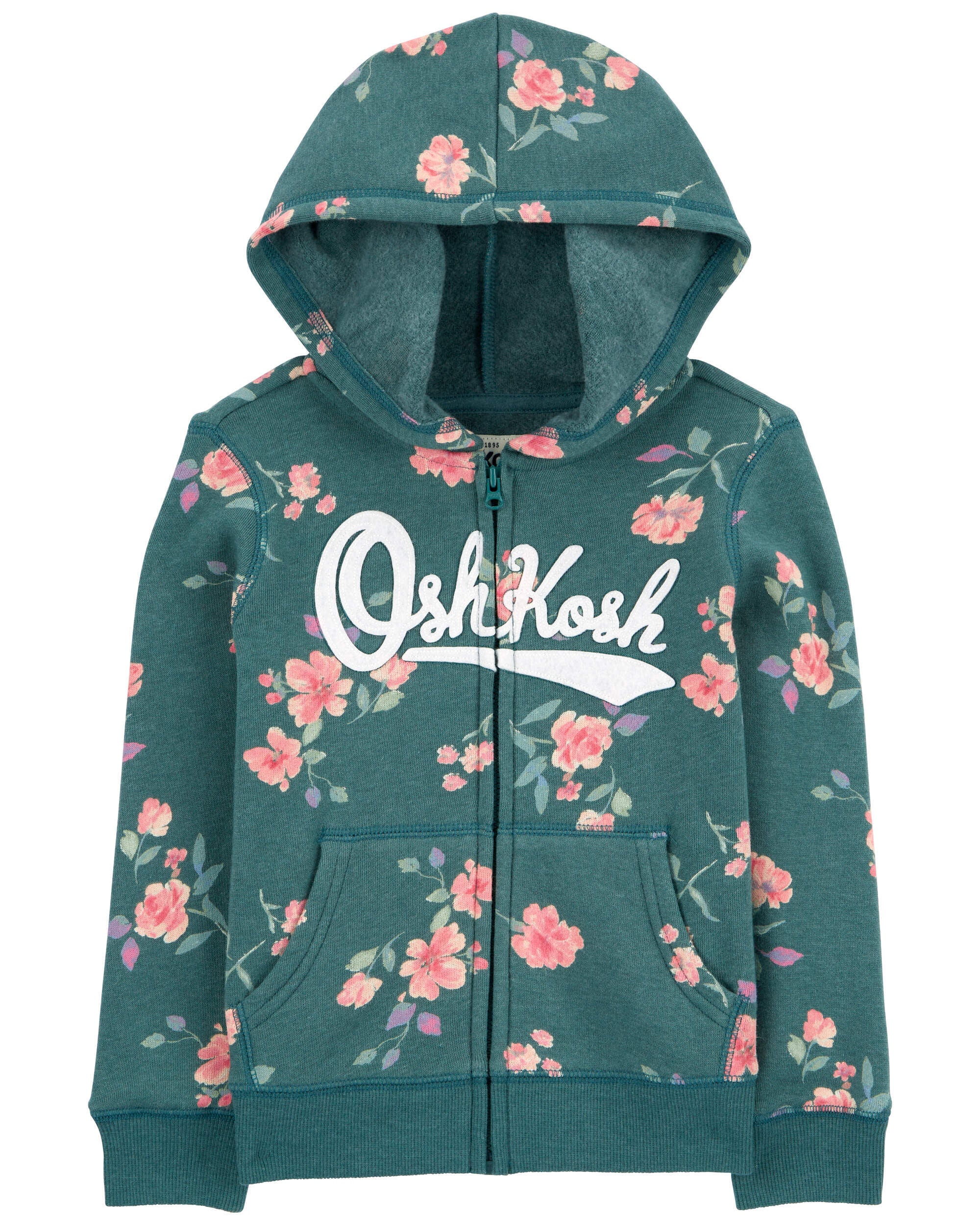 Toddler Girls Toddler Floral Print OshKosh Logo Zip Jacket 3T OshKosh Bgosh