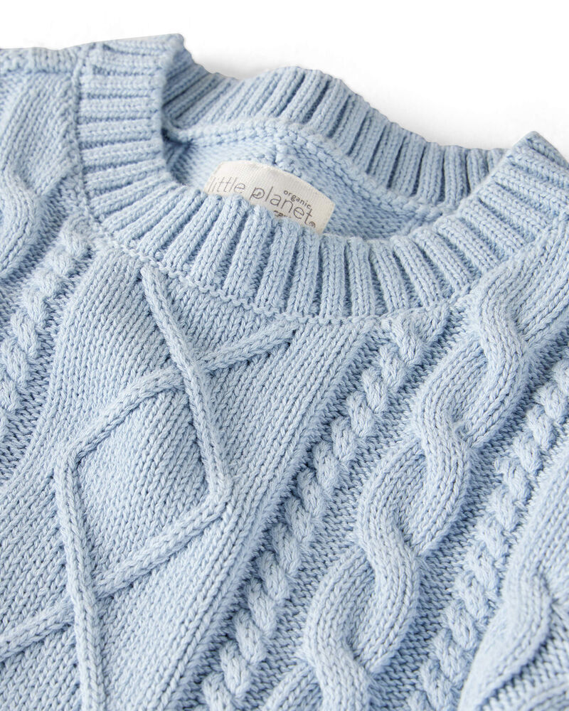 Baby Organic Cotton Cable Knit Sweater, image 2 of 4 slides