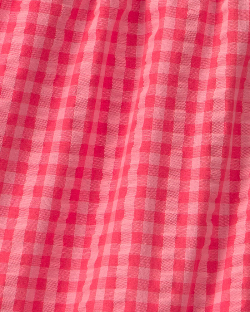 Girls Ruffle-Trim Gingham Shorts - Red, image 3 of 4 slides