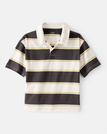 Boys Cotton Short-Sleeve Stripe Polo, 