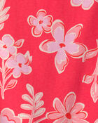 Girls Floral Short-Sleeve Top - Coral, image 2 of 3 slides