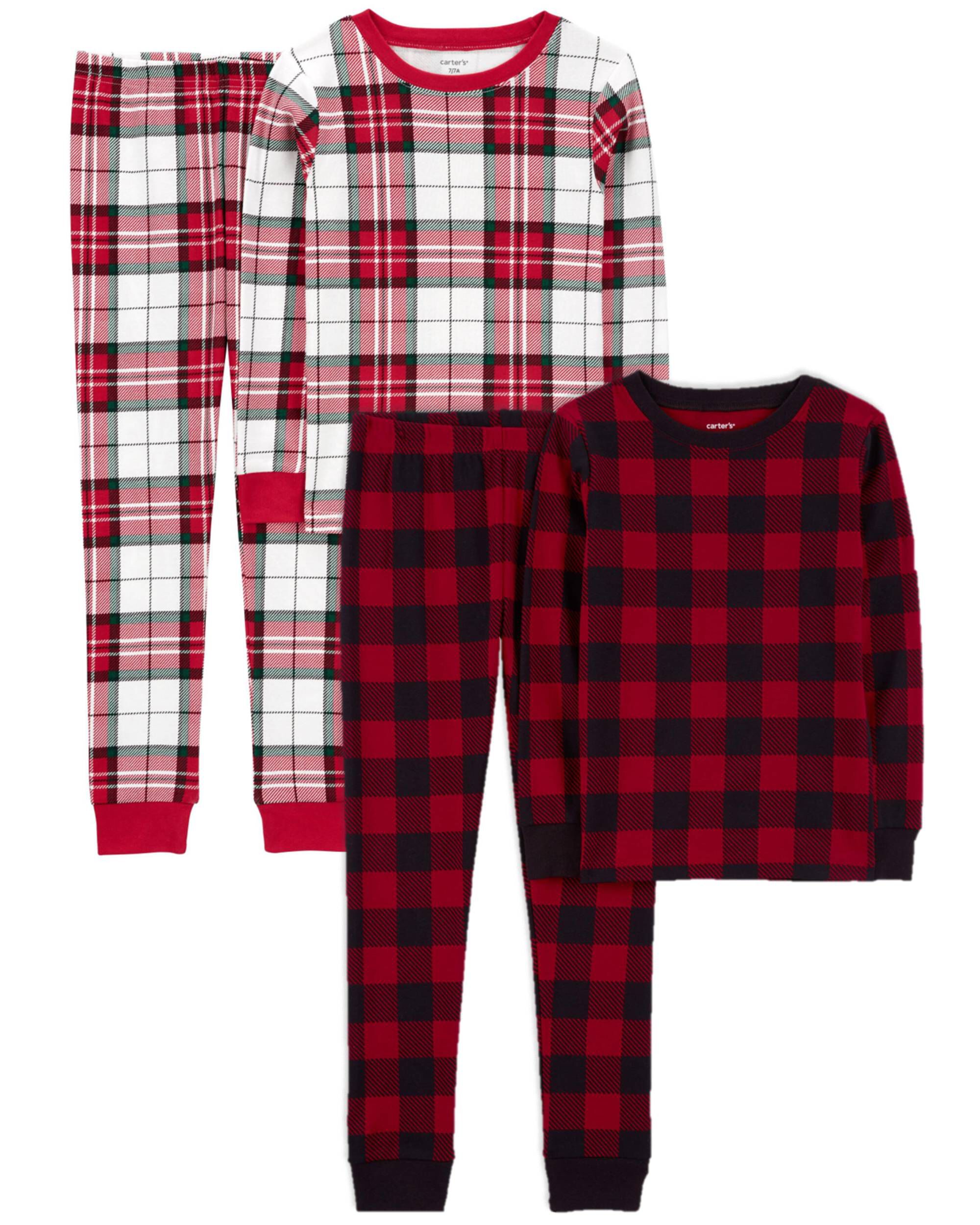 Red Kid 4 Piece Christmas 100 Snug Fit Cotton Pajamas Carter s Oshkosh Canada