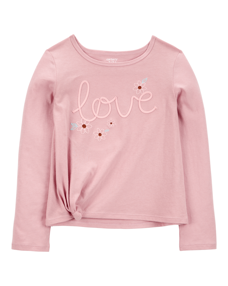 Kid Love Jersey Long-Sleeve Boxy Fit Tee - Pink, image 1 of 3 slides